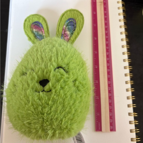 Green Fuzzy Furry Rainbow Ear Bunny Plush Toy - Picture 2 of 8